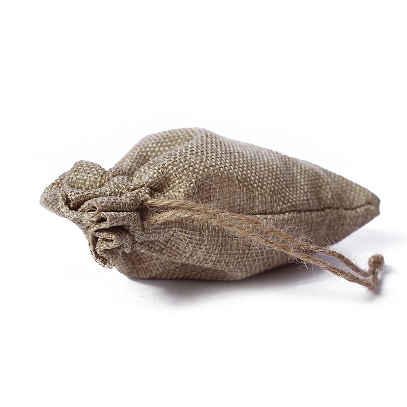 5 шт. натуральная Мешковина льняная Джутовая сумка на шнурке Подарочные мешки