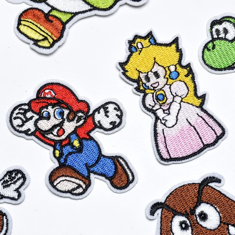Pegatinas de tela de dibujos animados de Super MARIO Bros, adhesivos para ropa, parches decorativos, se pueden coser y planchar, 1 Uds.-4