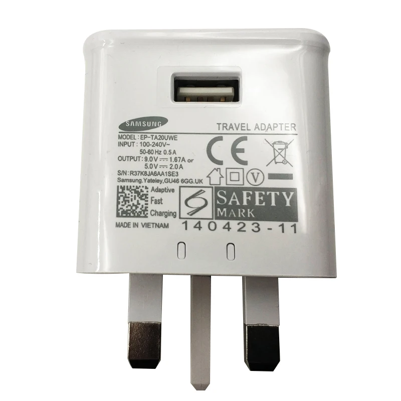 Быстрое зарядное устройство Samsung с вилкой Стандарта Великобритании и кабелем