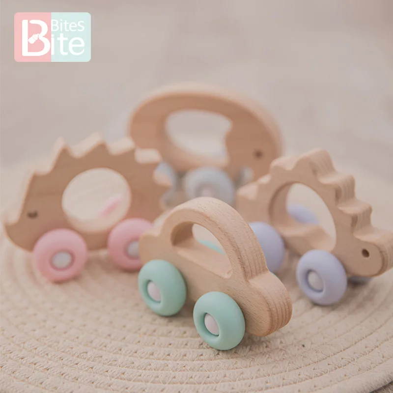 1pc Baby Wooden Teether Animal Car Beech Teething Crib Stroller Toy BPA Free Wood Elephant Accessories Children Good | Мать и ребенок