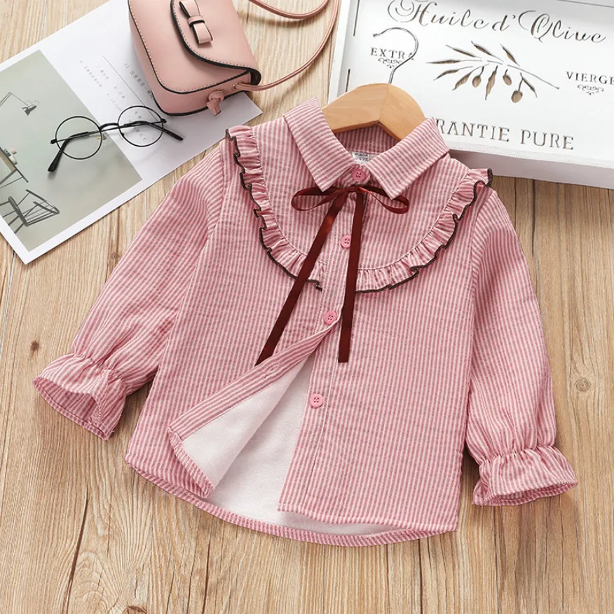 Новинка зимние блузки для девочек детские рубашки с длинным рукавом большие