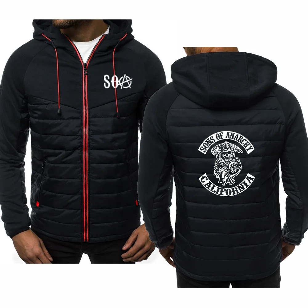 

Fashion New Spring Autumn Men's Hoodie SOA Sons of Fashion casual Sweatshirt Skeleton printing Splicing Men's Hoodie Sweatshirt