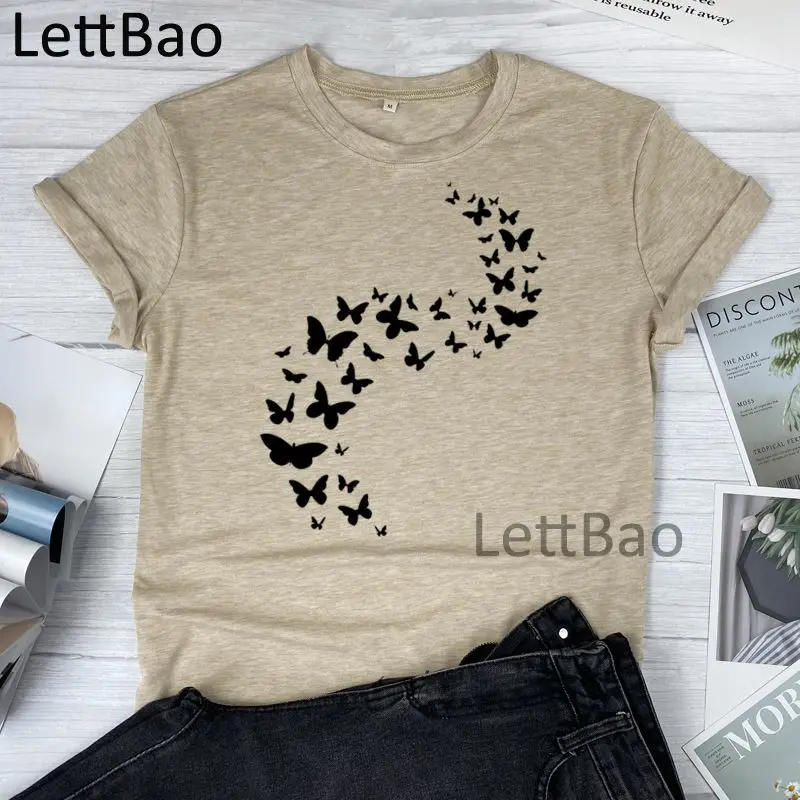 

Butterflies Women T-shirts Ladies Clothes Casual Streetwear Harajuku Clothes New Design Ulzzang Short Sleeve O Neck T-shirts