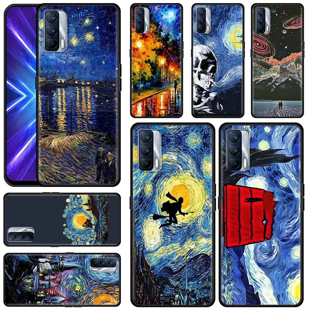

Van Gogh Paintings Phone Case For Google Pixel 4a 5 4 XL Realme XT GT Master X50 X7 Pro V13 V15 5G Black Soft Silicone Housing