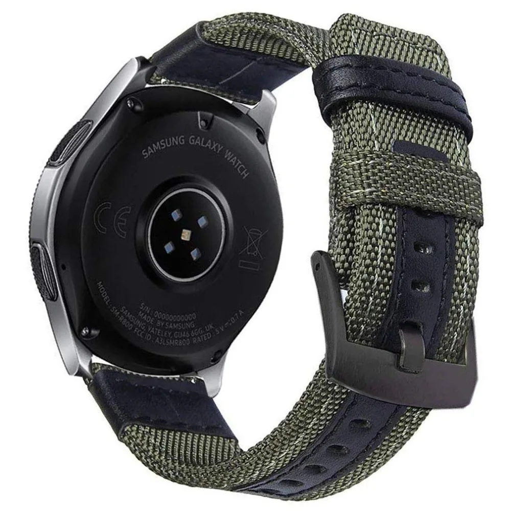 Для gear S3 S2 Frontier/Classic Galaxy Watch 46 мм 42 мм полосы 20/22 мм быстросъемный нейлоновый с кожаным спортивным ремешком на запястье