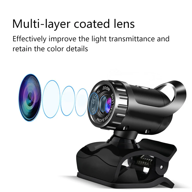 Webcam USB videocamera HD Web Cam Clip-on per Computer Laptop Camera Usb a 360 gradi | Компьютеры и офис