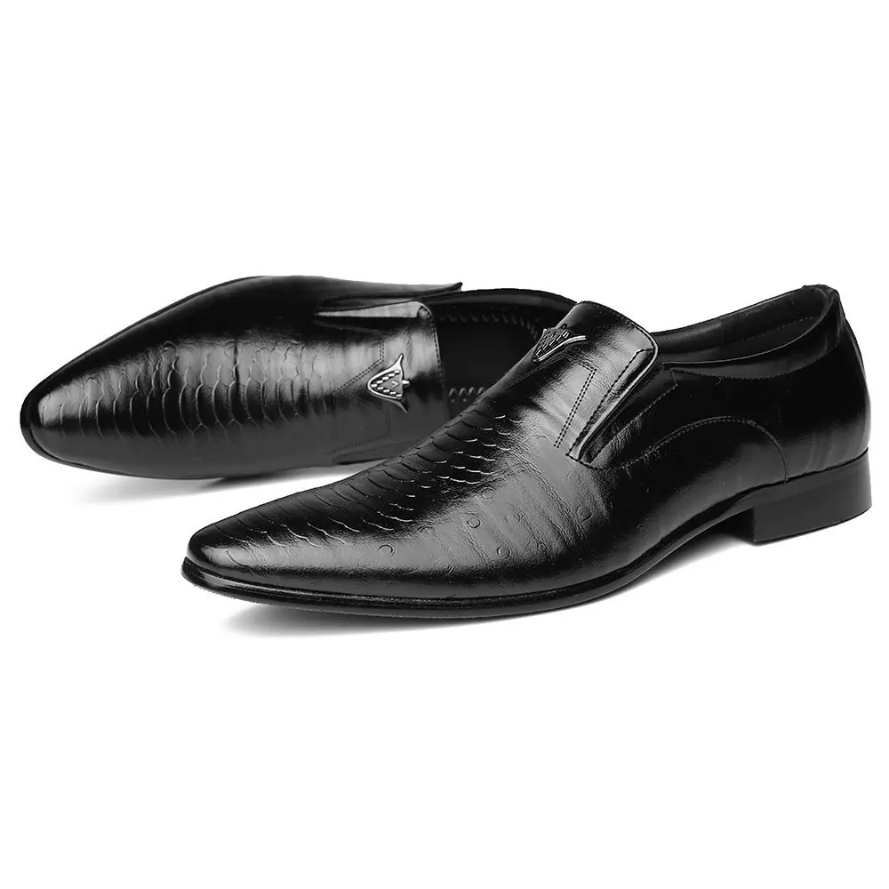 

New Business Leather Shoes Small Square Toe Retro Casual Shoes One Pedal Crocodile Pattern Large Size Men's Shoes Size38-48
