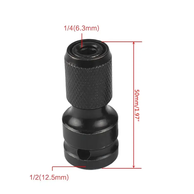 

1pc 1/4" Hex Shank Drill Chuck Conversion Kit Converter Impact Driver 1/2" Square Quick Change Adapter Converts Air Power Wrench