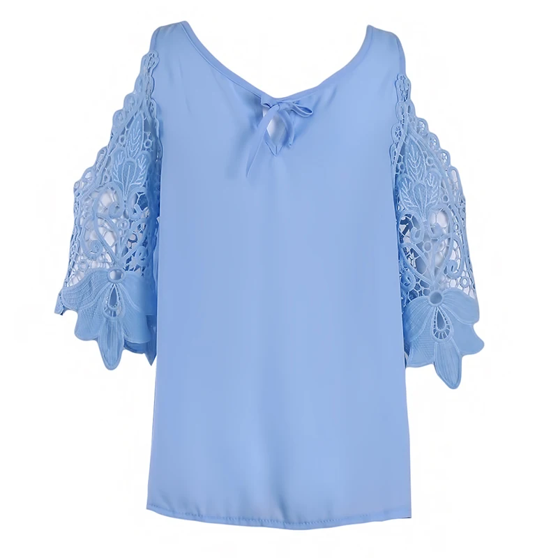 

Hot Sale Womens Casual Off Shoulder Tops Blouse Shirts Summer Hot Hollow Out Sleeve Shirt Ladies Blouse Boho Tunic Tops
