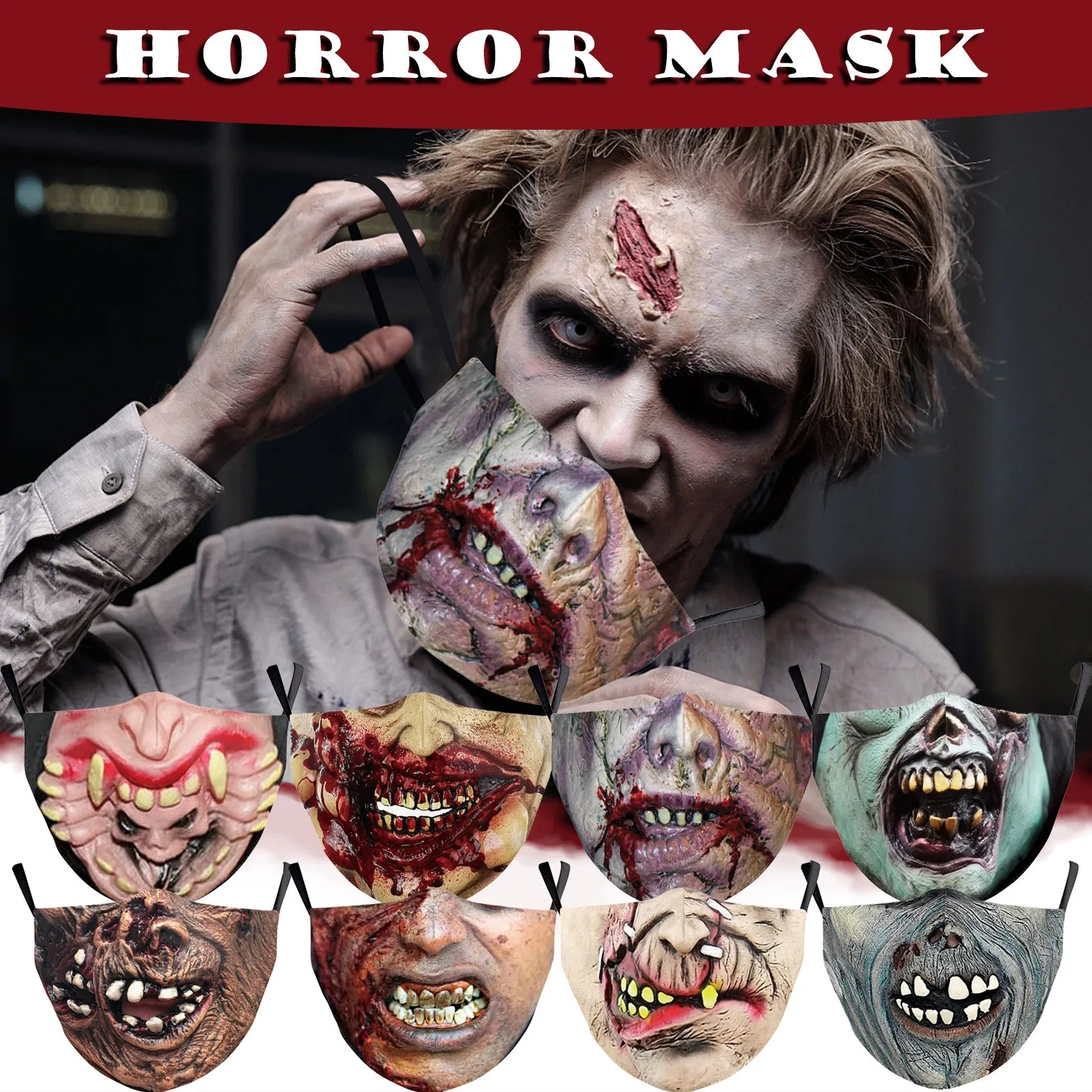 Маска для лица с рисунком в стиле Хэллоуин|Аксессуары костюмов| |