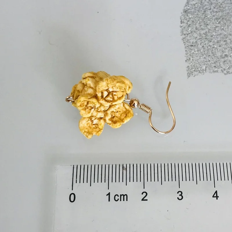 

Fun Simulation Food Popcorn Ear Hooks Funny Personality Small Dangle Earrings 2021