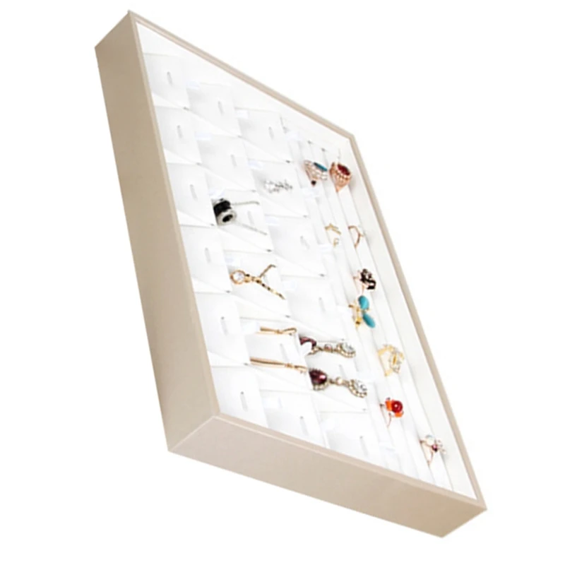 

Dust-Proof Jewelry Storage Tray with Cover High-End Pu Ring Necklace Earrings Jewelry Wooden Jewelry Display Tray