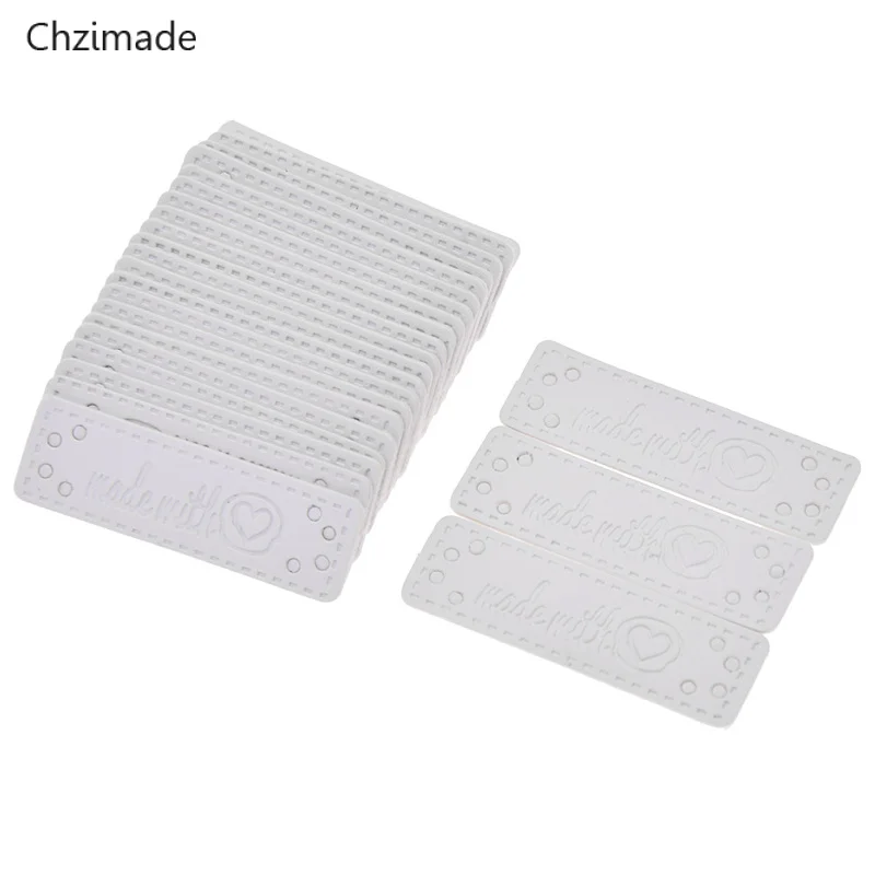 24 шт./лот одежда ручной работы белого цвета из искусственной кожи этикетки джинсы