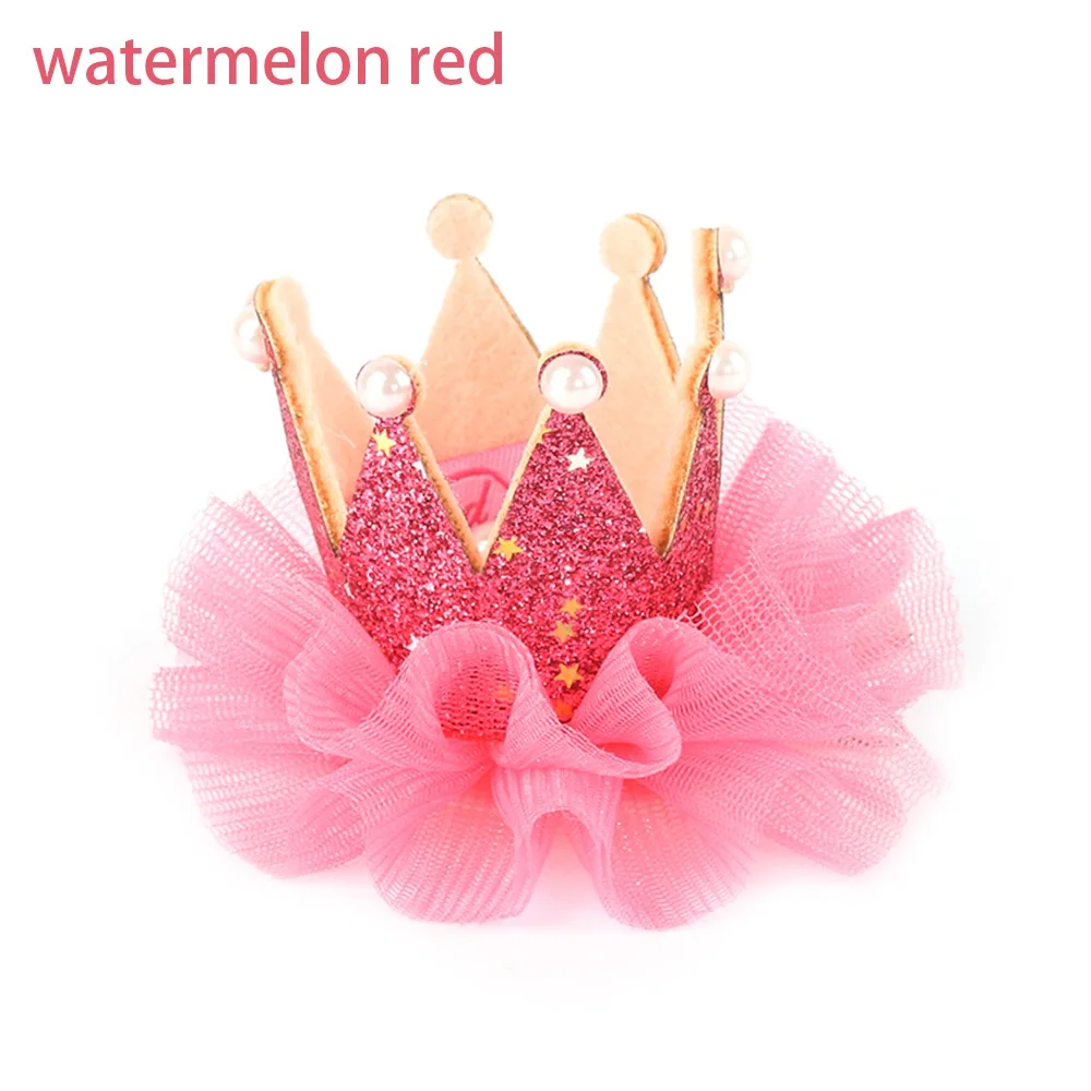 watermelon red 1 шт. Новое поступление детская Блестящая Корона Стразы Принцесса шпильки для девочек заколка уши кролика кристалл заколка для волос ювелирные изделия - Окраска металла: watermelon red