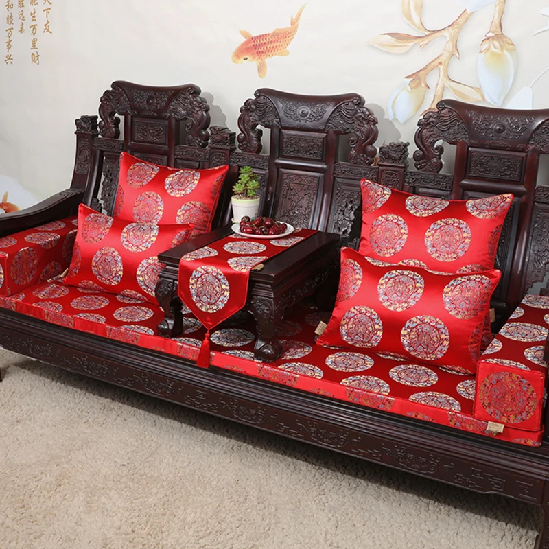Custom Joyous Thick Chair Pads Seat Cushions Lumbar Pillow Office Home Decorative Chinese Silk Brocade Sitting Mats | Дом и сад
