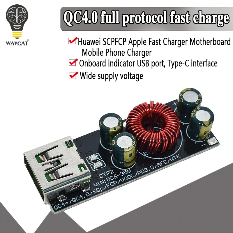QC4.0 QC3.0 usb type-C мобильный телефон адаптер быстрой зарядки 6-35 в понижающий импульсный регулятор модуль для huawei SCP/FCP Apple PD Qualcomm