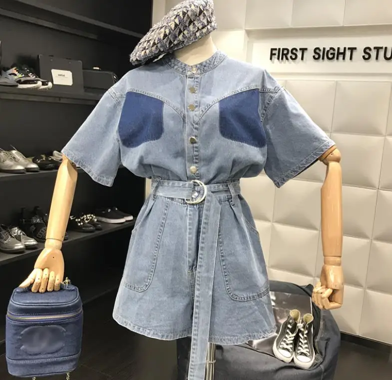 

Women Jumpsuit High Waist Playsuits Female Fashion 2020 Casual denim short