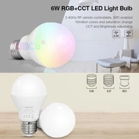 Miboxer FUT014 6W RGB+CCT LED Light Bulb 2.4G Wireless Remote control Android/iOs APP smart warm white Dimmable lamp AC100~240V