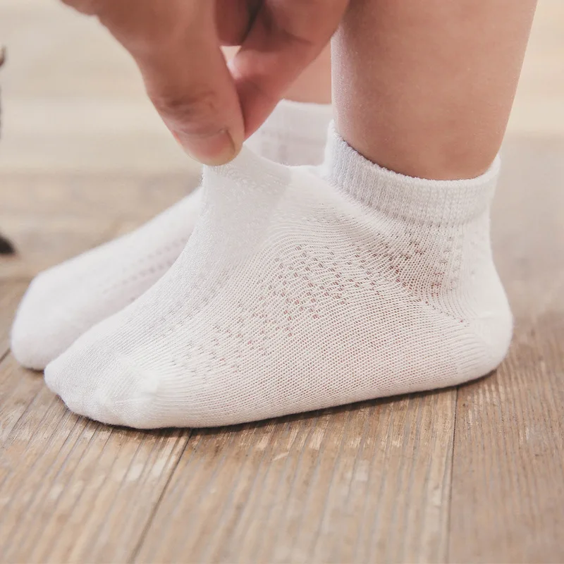 

3pairs Random Children's Socks Spring Summer Boys Girls Cotton Thin Breathable Baby Toddlers White Soft Mesh Socks