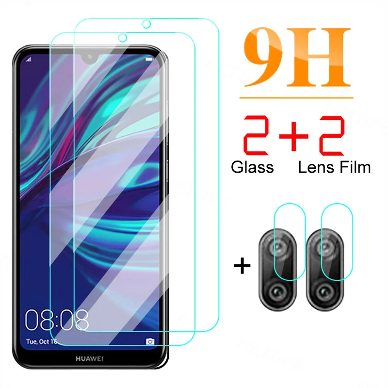 Закаленное стекло 4 в 1 для Huawei Y7 Y6 Y5 Y9 Prime 2018 2019 Защитное Pro Y9A Y8S Y7P Y6S пленка