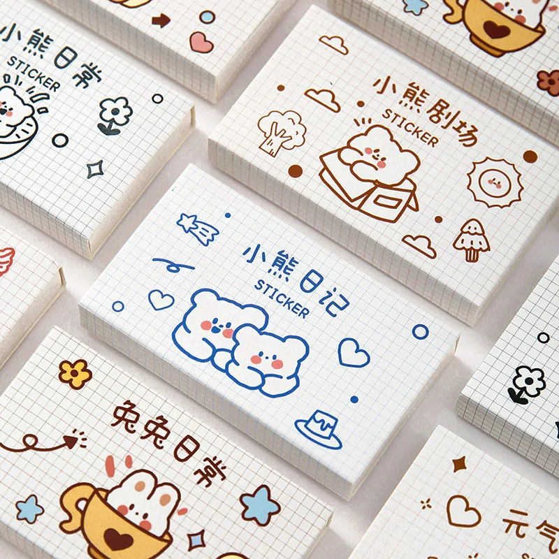 40 Sheets Cute Cartoon Bear Stickers for Journal Scrapbooking Decoration DIY Crafts