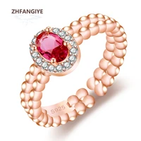 zhfangiye vintage women ring 925 silver jewelry with ruby zircon gemstone hand accessories finger rings for wedding party gifts