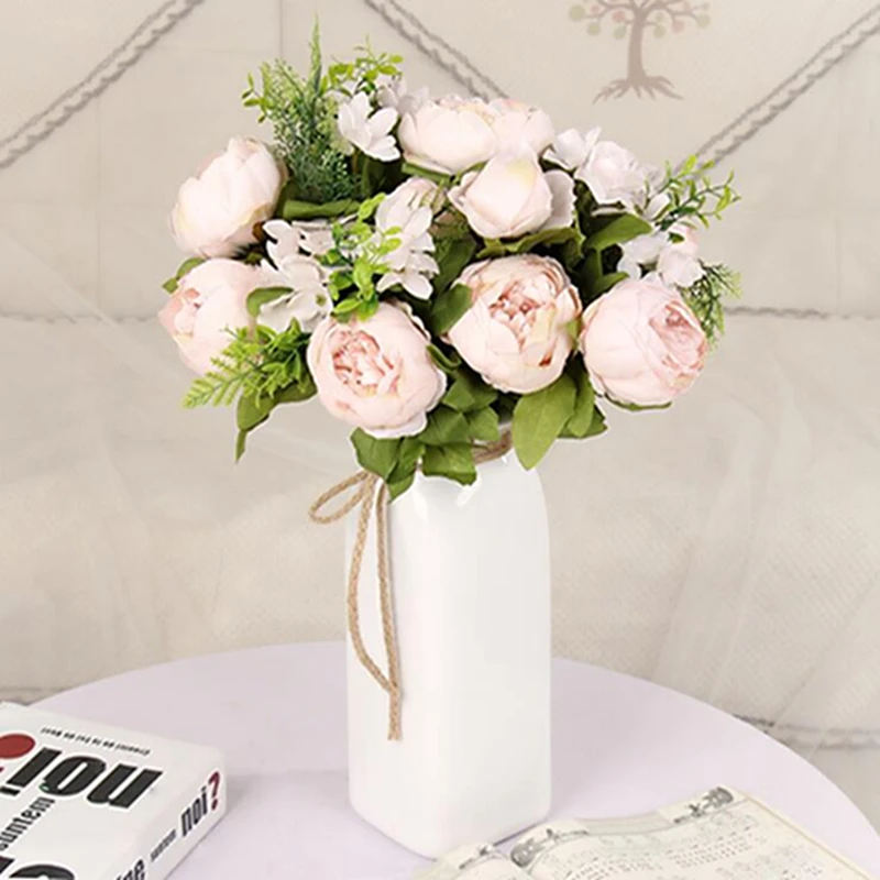 13 больших голов/Букет пионов искусственные цветы Шелковый Букет для свадьбы
