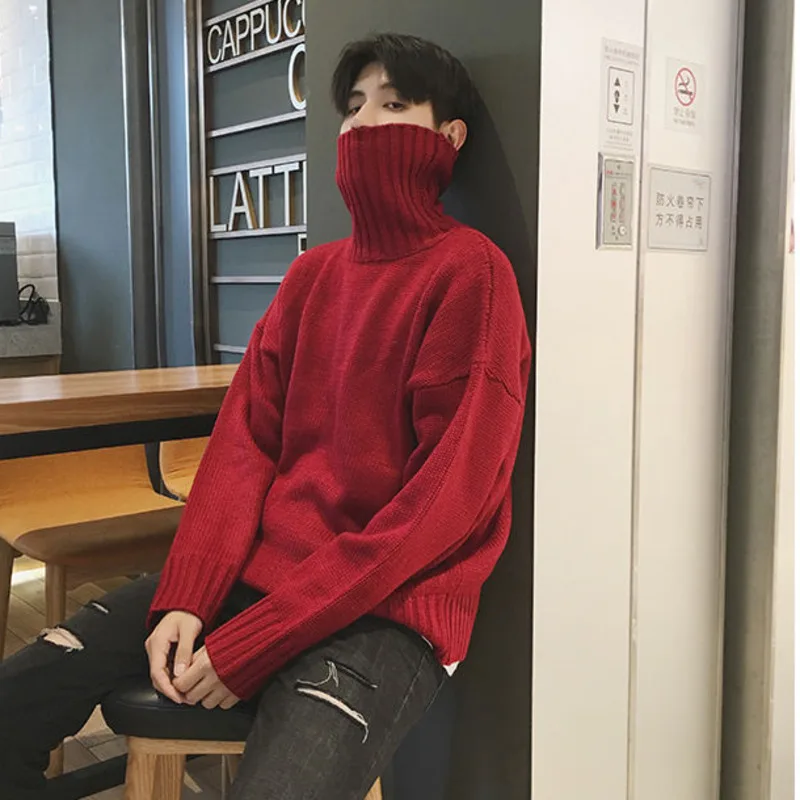 Свитер Мужской трикотажный с высоким воротником большого размера 3XL |