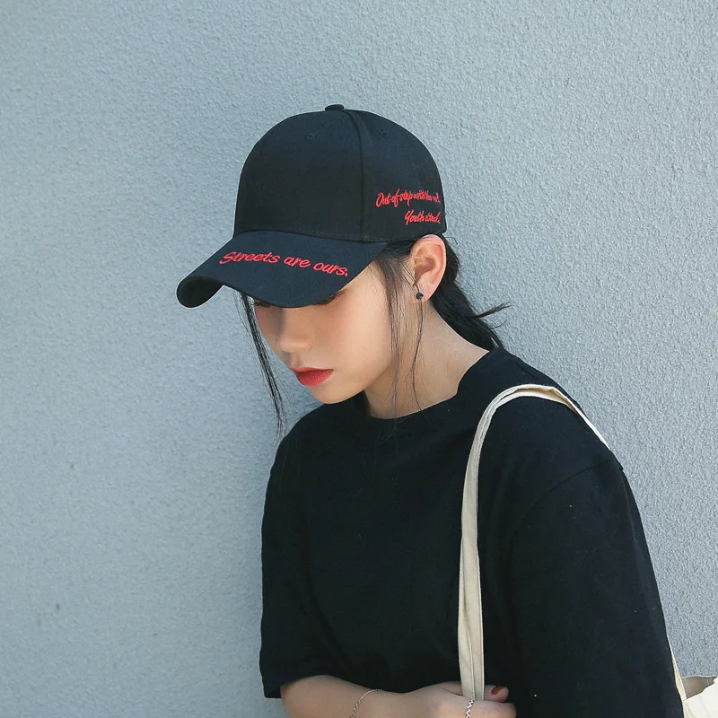 Новая мода черная шляпа Женская корейская пара хип-хоп бейсболки мужская от