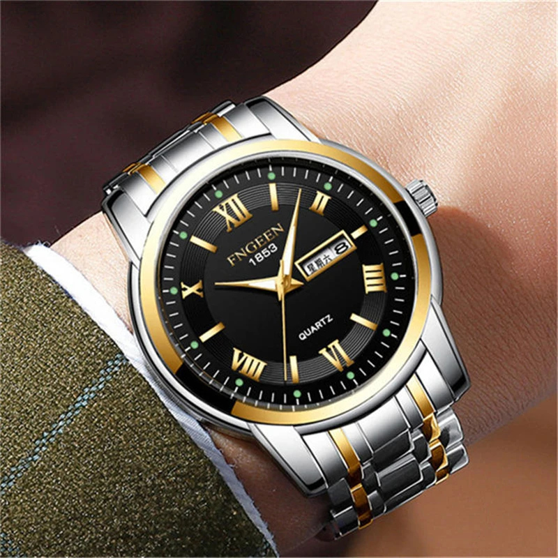 Часы наручные FNGEEN Мужские кварцевые модные брендовые спортивные с календарем