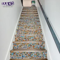 6pcsset 3d colored stones tile wall stair stickers self adhesive waterproof pvc diy stairway stickers home decoration