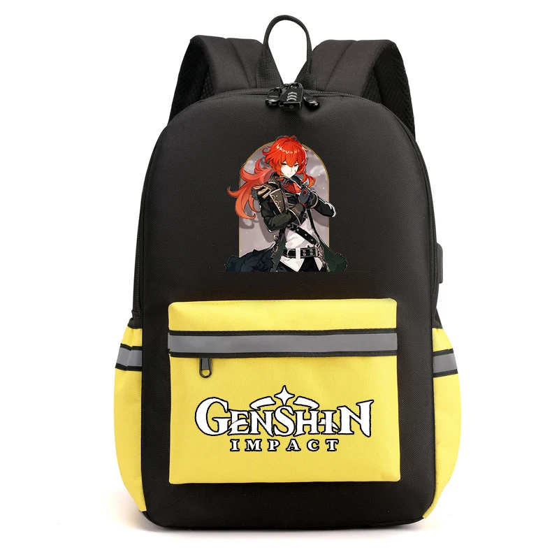 

Game Genshin Impact background student backpack boy girl school bag children school bag USB charging student school gift