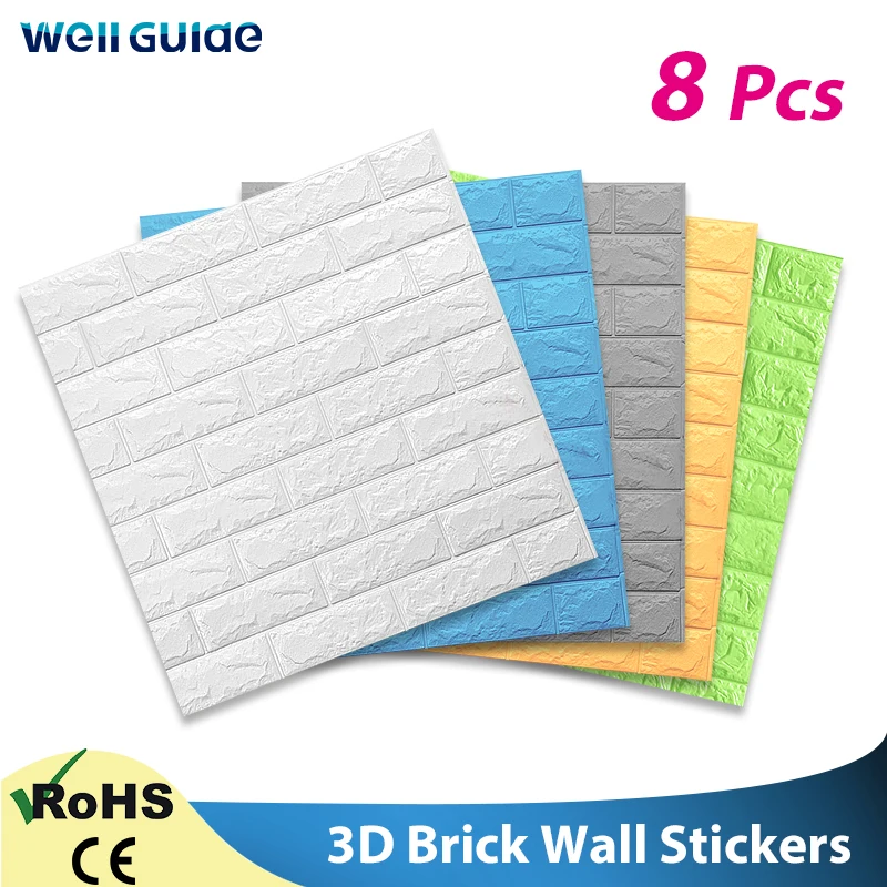 

8Pcs Wall paper 3D Marble Mosaic Peel and Self-adhesive Wall Stickers Waterproof Kitchen Bathroom Home Wall Decal Sticker