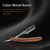 hot sale custom logo mens shaving razor replaceable barber eyebrow razor and facial razor with wooden handle
