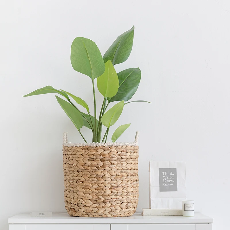 Корзина для цветов с зеленой корзиной нордическая японская соломенная корзина