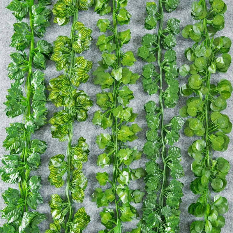 

12PCS 2.1M Artificial Green Vine Hanging Garland Fake Foliage Flowers Leaves Creeper Ivy Home Decor Wingding AC Wall Decor