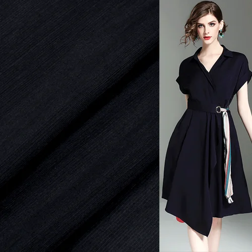 

pure black 50% silk and 50% linen fabric silk blended fabric 14momme,SLN098