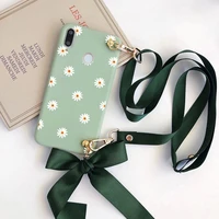 floral daisy phone case for huawei p8 lite 2017 p10 p20 p30 p40 lite pro mate 30 20 10 lite lanyard neck strap rope cover