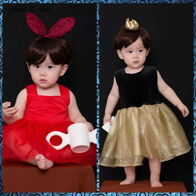 

Baby girl 1 year dress+headwear photo clothing infant elegant studio shooting twins photography clothes