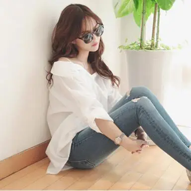 Clobee 2020 Новая Осенняя Женская милая белая блузка с открытыми плечами длинным