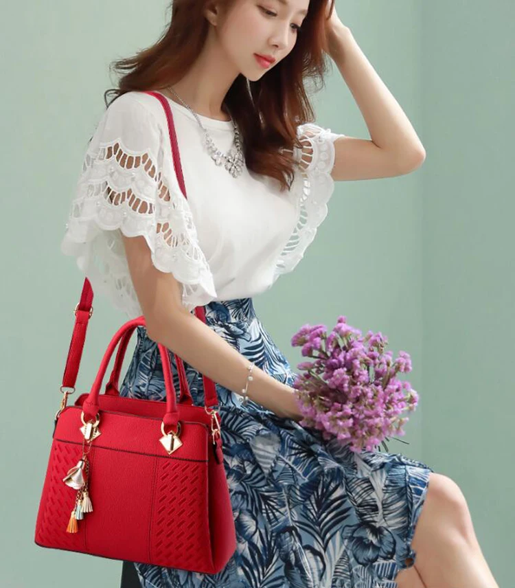 

2020 ins newest Fashion Women Handbags Tassel PU Leather Totes Bag Top-handle Embroidery Crossbody Bag ladies Shoulder Bags