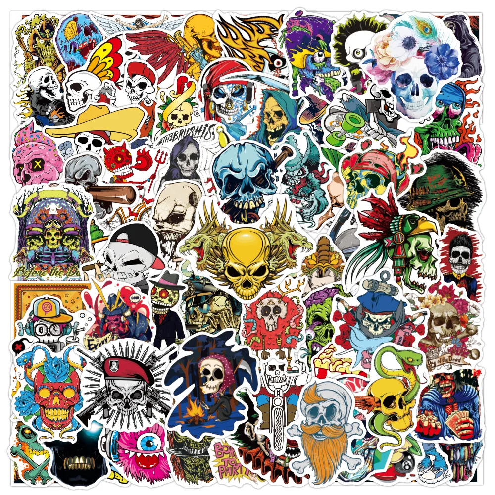 

10/30/50PCS Halloween Skeleton Explosion Non Infringing Luggage Sticker Waterproof Graffiti Luggage RefrigeratorStickerWholesale