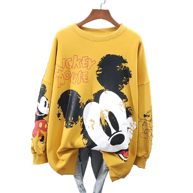 hot disney cartoon woman fashion mickey mouse fallwinter edition round neck printing loose pullover sweater clothing free global shipping