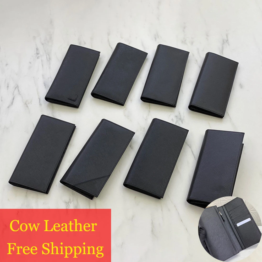 

Luxury Brand High Quality Cowhide Wallets Long Half Fold Card Bag Men's Leather Cross Pattern Women's Zipper Clutch Coin Purse