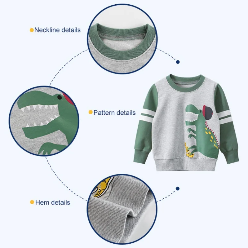 

Boys Autumn Sweatershirts Kids Clothes Tops Printed Cartoon Dinosaur T-Shirt Boys Girls Autumn Sweatershirts Kids Clothes
