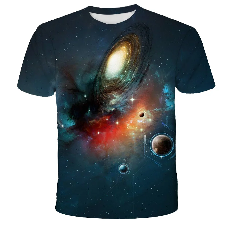 

New 2021 fashion Kids 3D t shirt summer science fiction print t shirt Aurora water psychedelic 3D t shirt Cartoon O-neck top