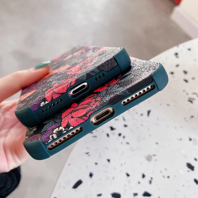 

New Vintage Flowers Phone Cases For iphone 12 Mini 11 Pro XS Max XR X 8 7 Plus SE 2020 Case Silicone Soft Sheepskin Back Cover