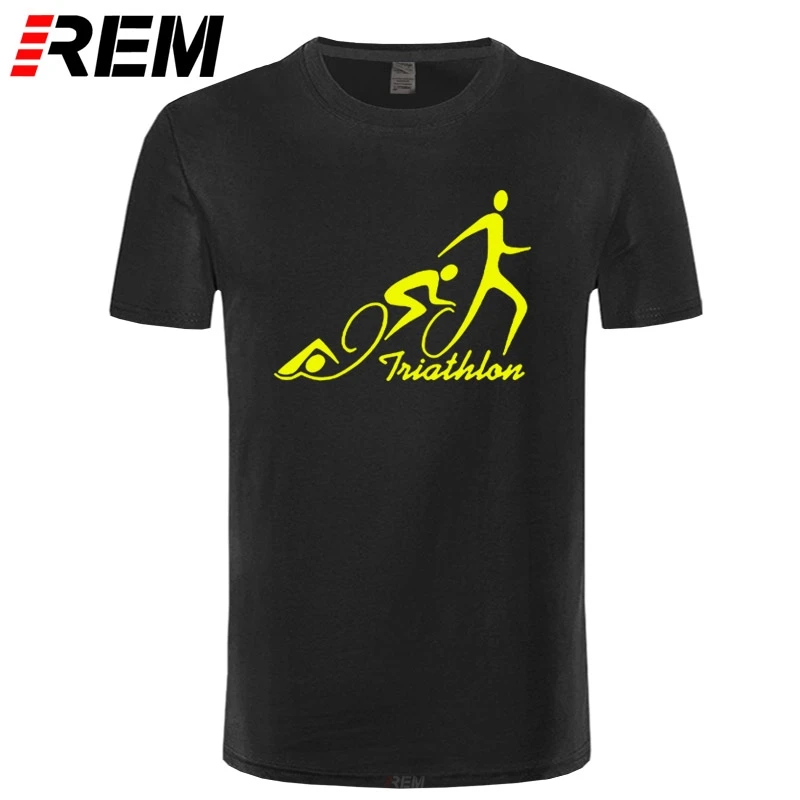 Мужские футболки с принтом REM Triathlon хлопковые лоскутные Футболки коротким