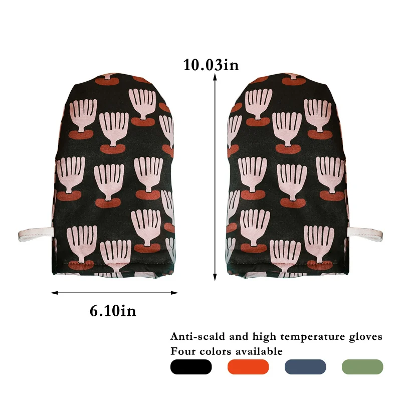 

1 Pair Oven Mitts 3 Layers Heat Resistant Non-slip Long Cotton Oven Gloves For Kitchen Cooking Baking Grilling BBQ Accessories