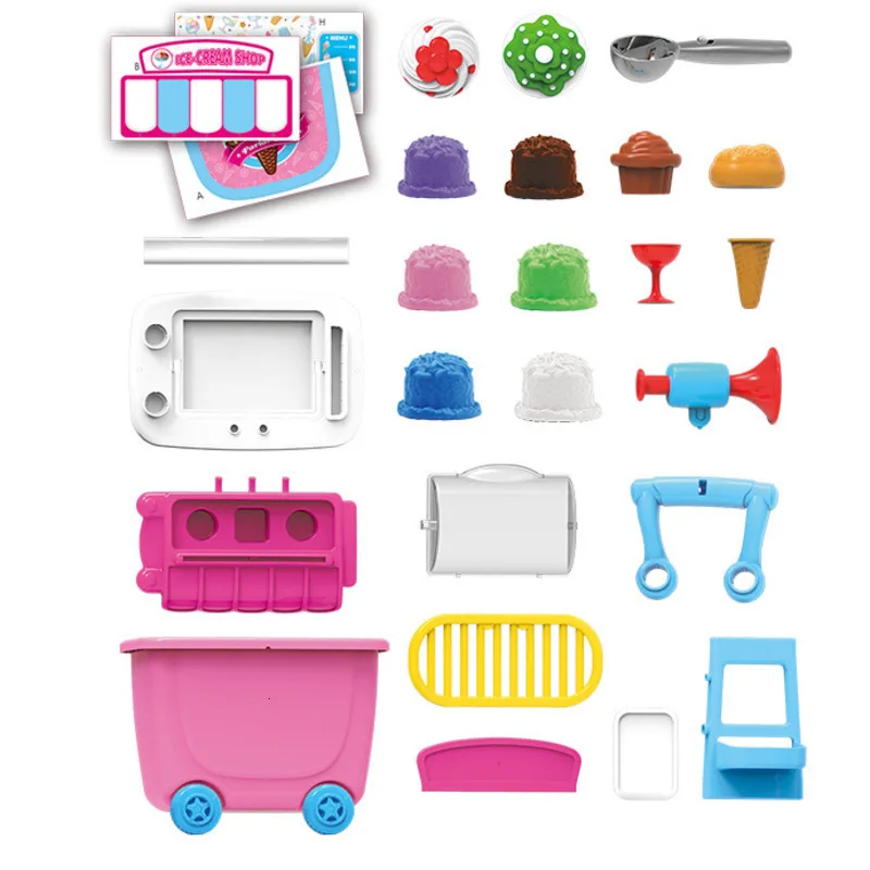 Children Pretend Play 34pcs/Set Trolley House Booth Educational Toy Super Funny Mini Role Play Toys Kitchen Workbench Bauble